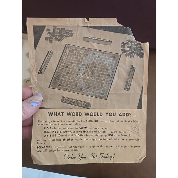 Vtg 1948 Selchow & Righter Scrabble Strategy Word Board Game Complete MCM Decor - Picture 2 of 5